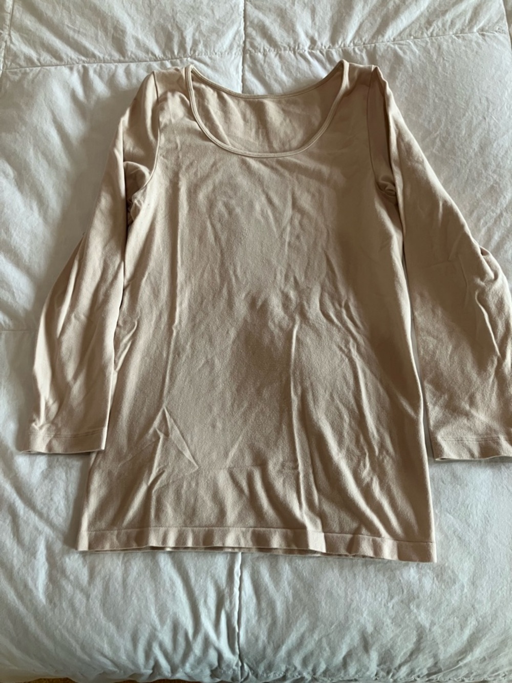 Women's Long Sleeve Scoop Neck Top in Nude